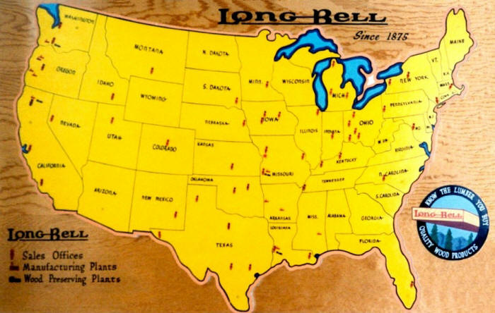 Wall Map of Nationwide Lumbering Business